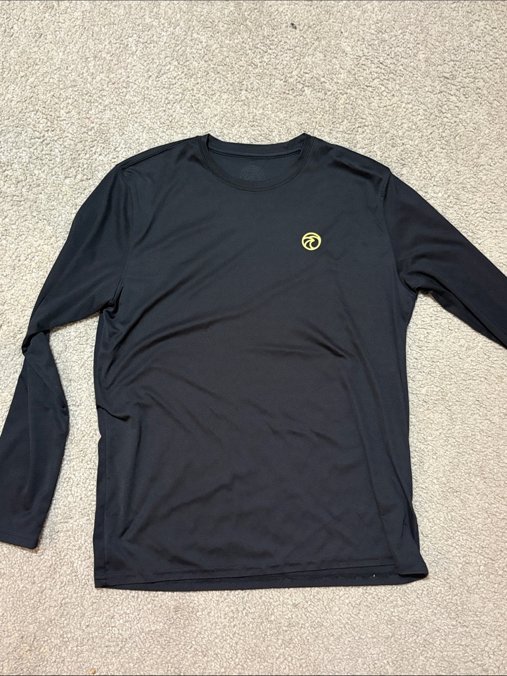 Fishing shirt size L Black Long-Sleeve Performance Tee with Yellow Logo